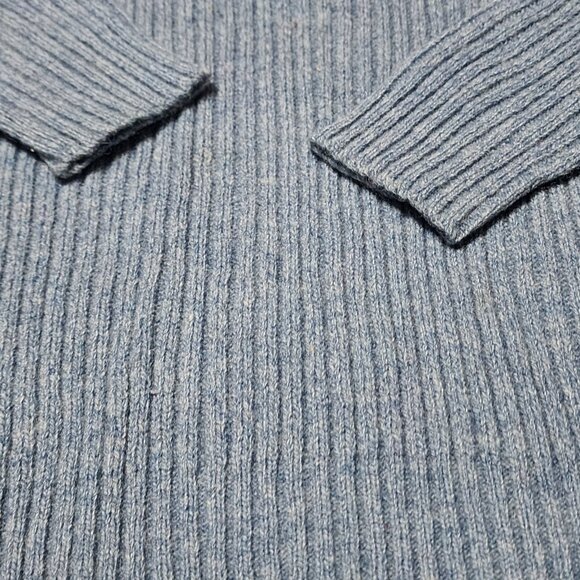 Men's Vintage Wool Ribbed 1/4 Zip Pullover Sweater Blue M - Picture 2 of 7